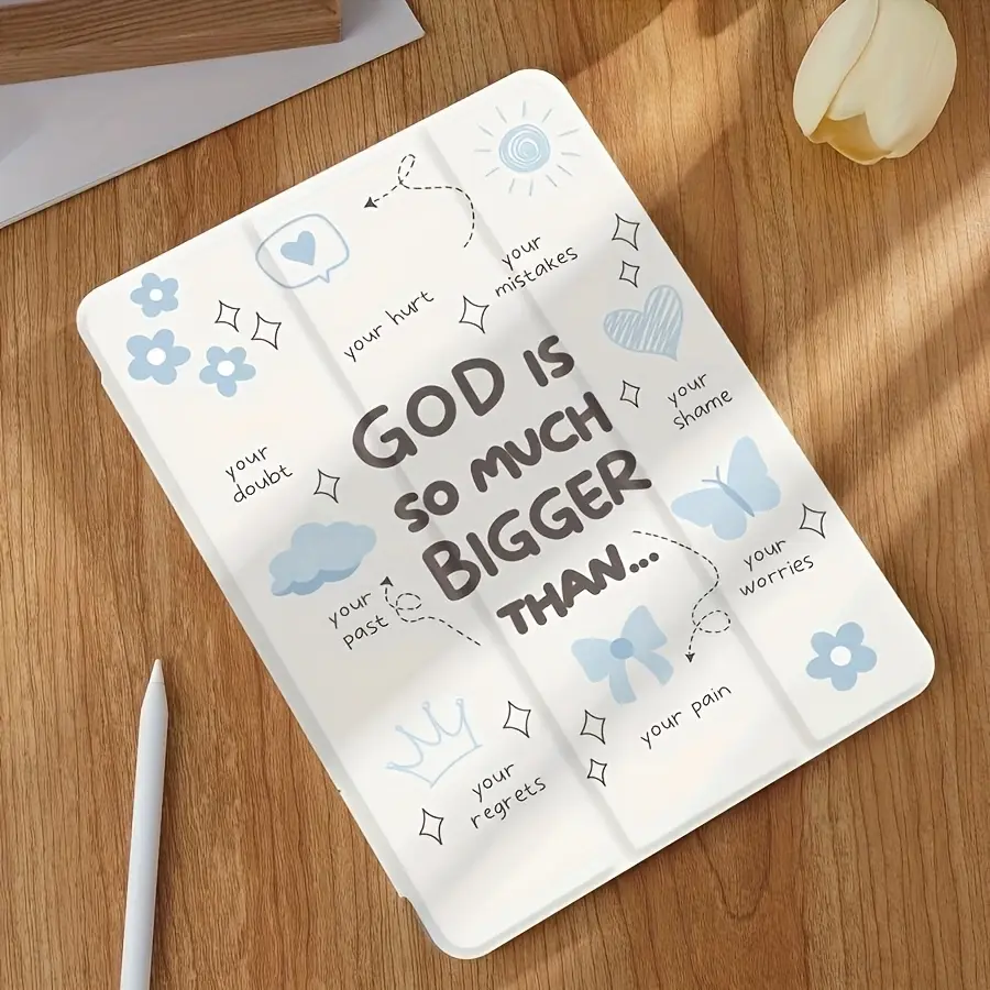 GOD IS SO MUCH BIGGER THAN... Three-fold flip cover stand, with pen slot, handwritten pen holder,anti-fall tablet computer protective case - automatic sleep/wake,anti-slip,shockproof protective case,suitable for iPad 11/10/9/8/7/6/5th (9.7/10.2/10.9 inch)