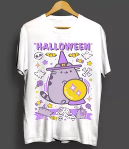 Pusheen Cat T-Shirt Kitty and Friends Halloween Cat love Girl Shirt All Size