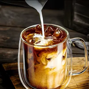 Double Wall Glass Coffee Mug - Ideal for Hot and Cold Beverages, Durable and Stylish Design