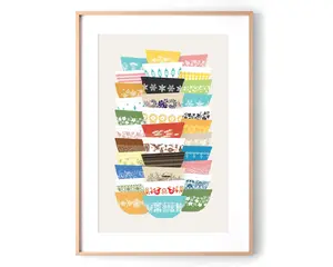 Pyrex-Inspired Bowl Stacks Print – Retro Kitchen Wall Art