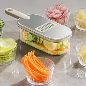 Stainless Steel Vegetable Chopper, 1 Box Manual Vegetable Cutter with Container, Multifunctional Vegetable Slicer, Kitchen Gadgets for Home Use, Utensils