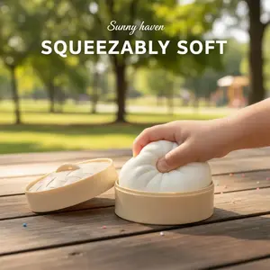 Stress Toys 1PC Dumpling Stress Balls Fidget Sensory Toy,Squeeze Dough Ball Stress Relief Hand Toy,Stress Relief Fidgeting,Bun With Food Steamer Squishy Toys Glitter