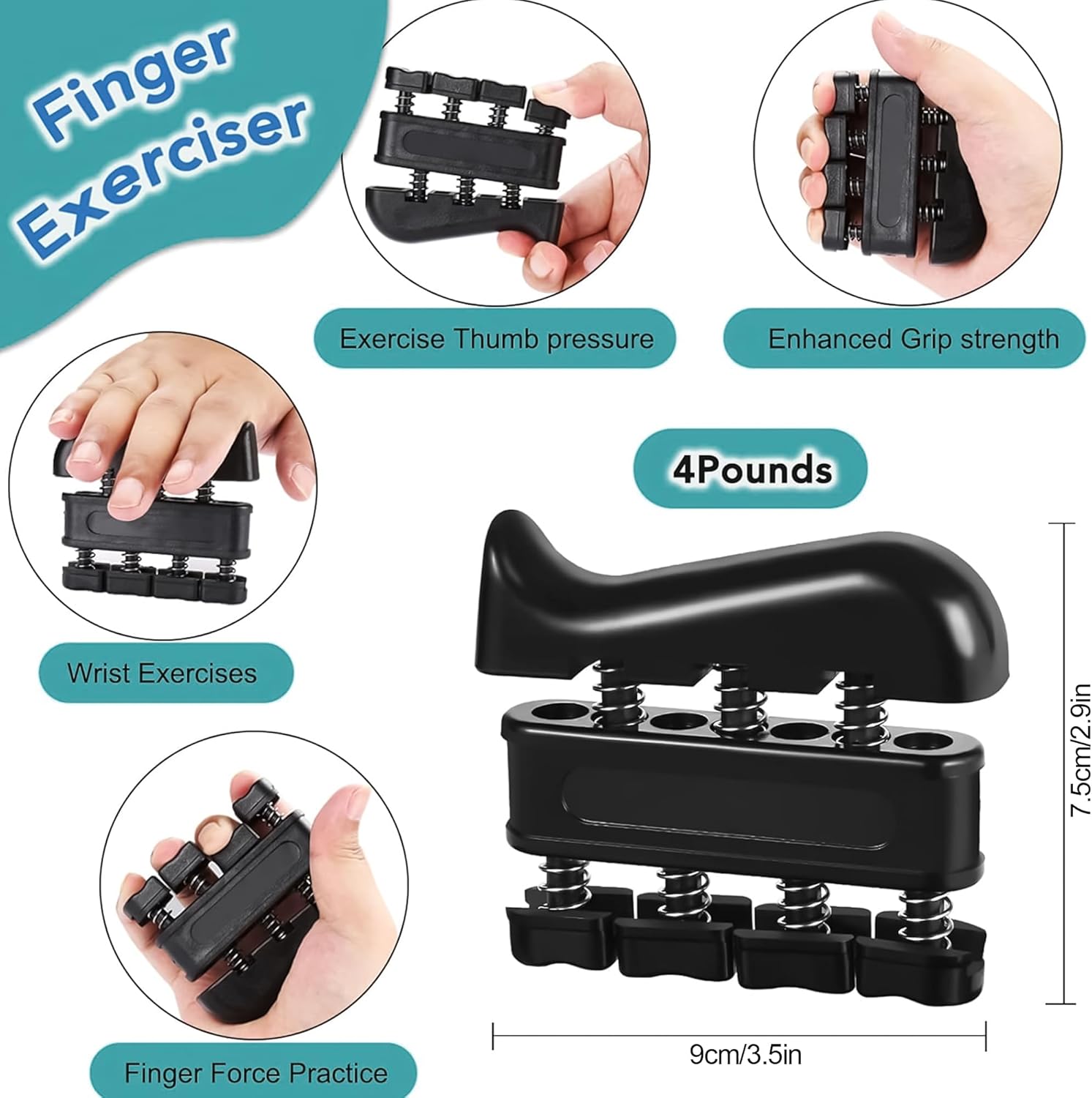 Mechanical Counting Grip Strength Trainer With Finger Exerciser For Muscle Building Hand Injury Recovery Rehabilitation Training