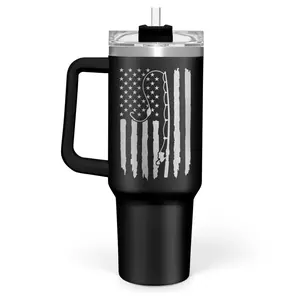 Fishing Tumbler with Handle 40oz, Fishing Gifts for Grandpa Dad Husband, Fish Cup Tumblers with Lid & Straw, Fisherman Gifts for Men, Fishing Gift for Christmas Birthday