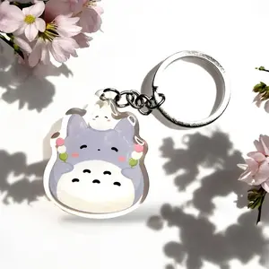 Totoro Dango Keychain - cute design with studio ghibli Totoro holding Japanese dango