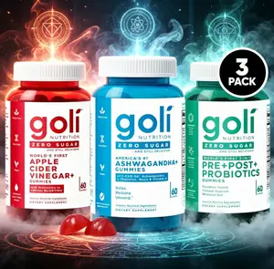 Goli Nutrition Zero Sugar 3 Pack Gummies Bundle | Apple Cider Vinegar, Ashwagandha, Pre+Post Probiotics, Gut Digestion
