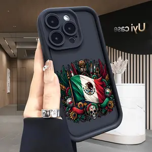 Mexican Flag Skull Phone case iPhone 17 Air 16 16e 15 14 13 12 11 Pro Max Plus X XS for Shockproof Silicone TPU Bumper Drop Protection Soft Cover Protective Handle