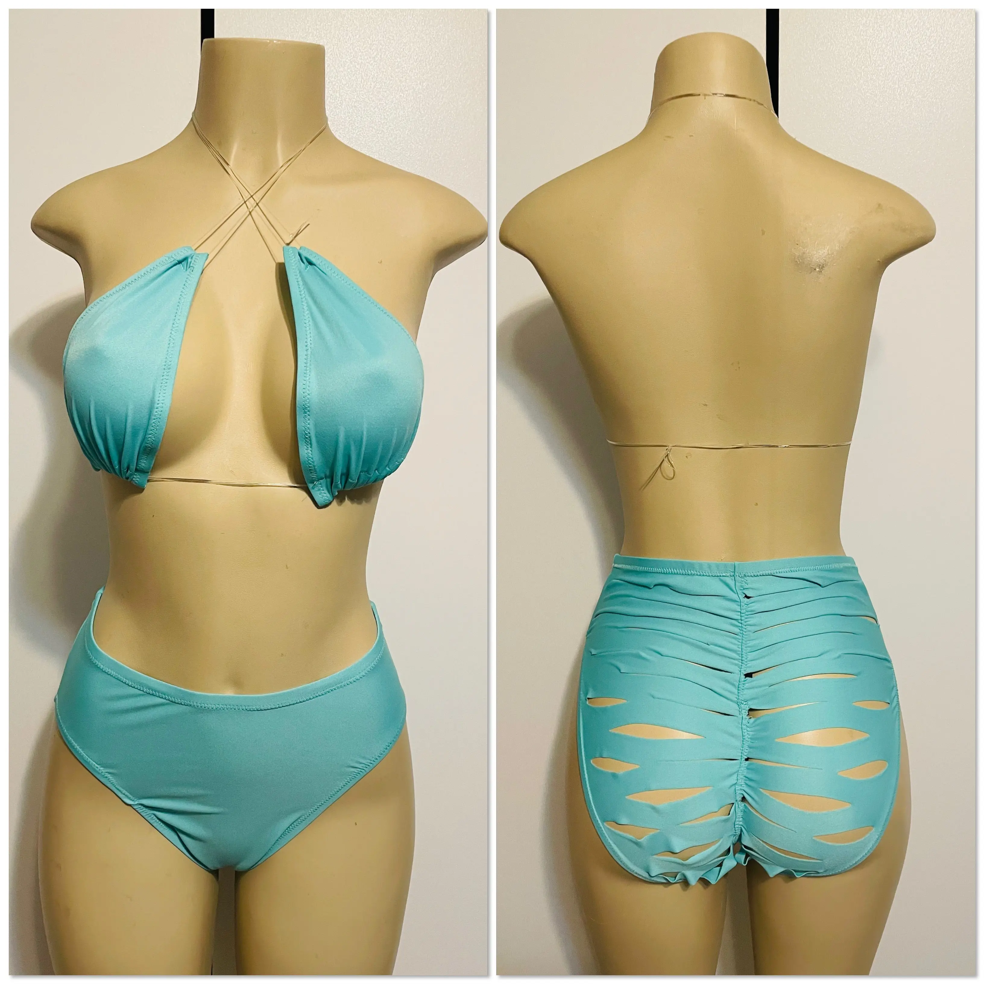 Mint Green Two Piece High Waist Bikini
