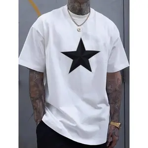 Black Star Graphic T-Shirt -  Unisex Streetwear Cotton Tee with Bold Geometric Star Print, Short Sleeve Round Neck Summer Casual Top, Machine Washable, Summer Casual Wear |   Loose Fit Shirt |   Machine Washable Top