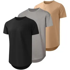 Mens 3 Pack Cotton Hipster Hip Hop Longline Crewneck T-Shirt