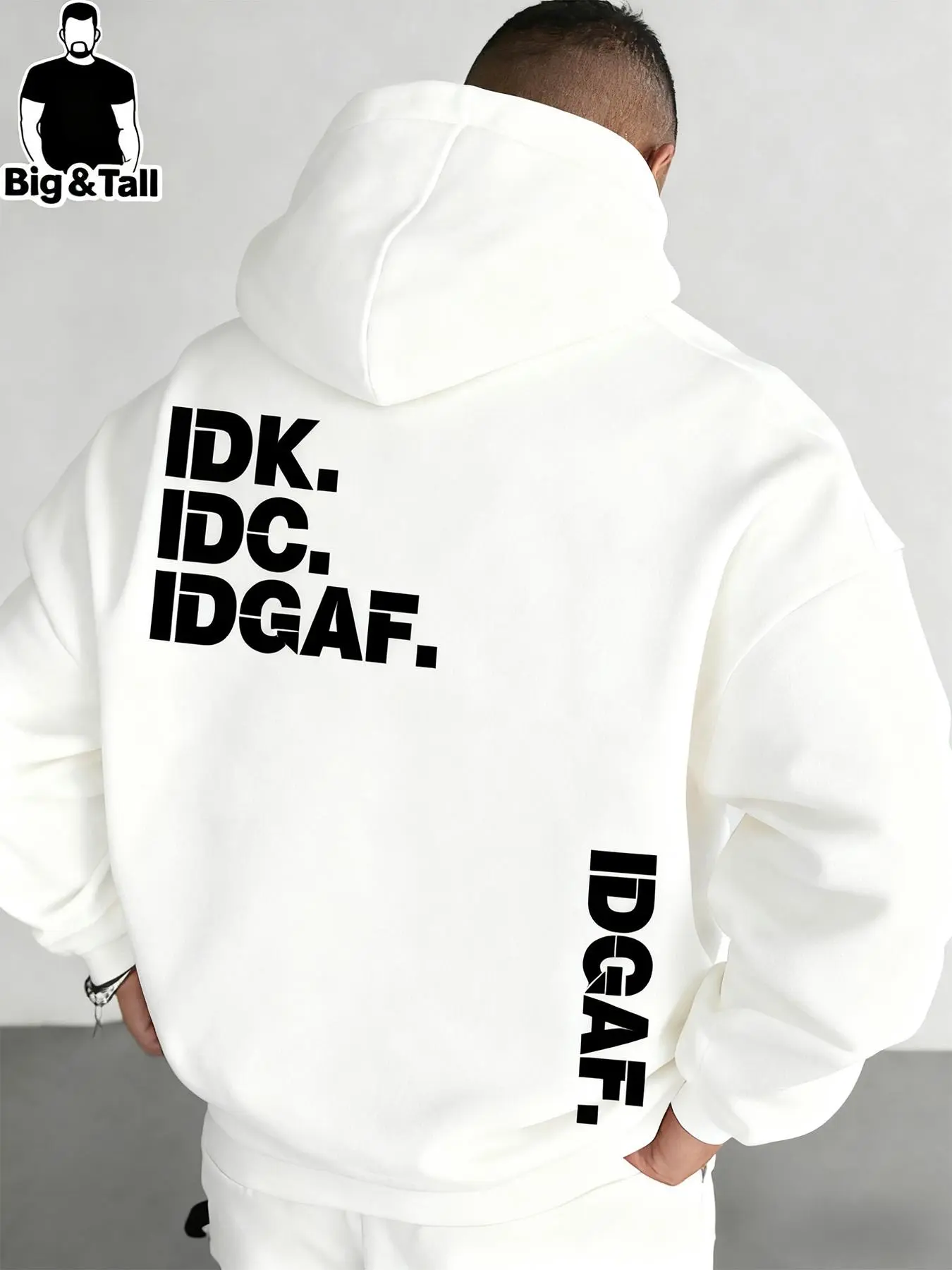 Men's Casual Plus Size Letter Print Fleece Long Sleeve Hoodie, Casual Graphic Streetwear Hoodie, Comfortable Hooded Sweatshirt for Daily Wear, Stylish Winter Clothing