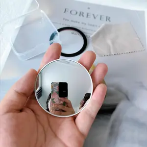 Magnetic Selfie Mirror High Definition Silver Color, Includes Storage Bag, Perfect for Travel Makeup and Live Streaming