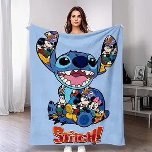 DISNEY CLASSIC Stitch, Mickey Mouse Blanket, Soft, Suitable for Bed, Sofa, Office, Outdoor, Modern Design, Theme Decorative Blanket