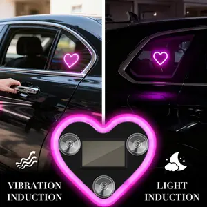 Car LED Ambient Light, Solar Powered Heart Shape Lights, LED Neon Light for Car Back Window Decoration, Night Driving, 5 Modes, Romantic Gift for Christmas, Valentine's Day