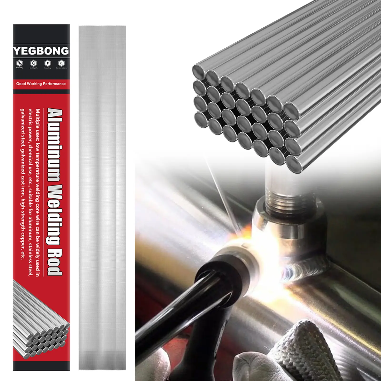 10 sticks Aluminum Silicon Brazing Alloy Rods Classic Low Temperature Easy Flow Simple TIG Gas Welding High Strength Solder Automobile Parts and Engin