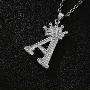 S925 Silver 26 A-Z Letter Zirconia Pendant, Combined with Various Initials, Elegant Simple Design Jewelry Gift for Women Couple Fit Daily Wear