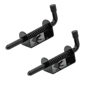 5 Inch Heavy Duty Spring Loaded Latch Bolt 1/2" Pin Door Lock for Shed 2 Pack Black