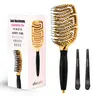 ELLA BELLA Detangling Hair Brush Set - Vented Fast Dry Blow Drying Brush for Women - Professional Styling Kit with Hair Clips & Sectioning Pin - Flexible Anti-Static Brush for All Hair Types