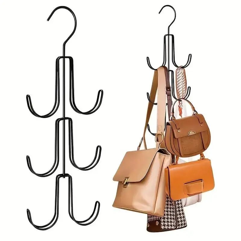 Stainless Steel Multi-Layer Clothes Hanger, Painted Finish, Storage Rack Organizer for Bags Scarves Belts Accessories, Space-Saving Design, Space Saving Hangers, Clothes Hanger Organizers