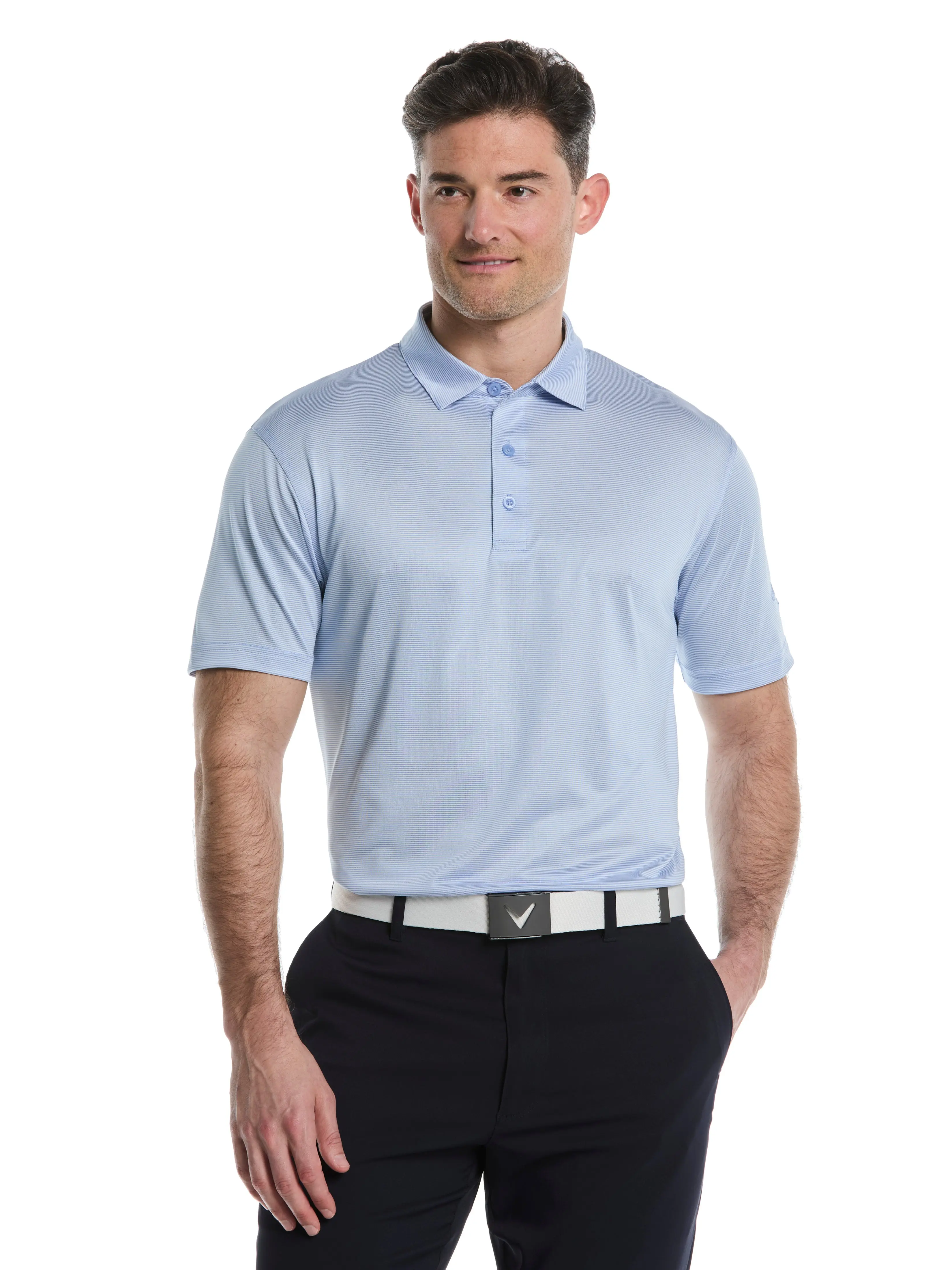 Mens Fine Line Stripe Polo