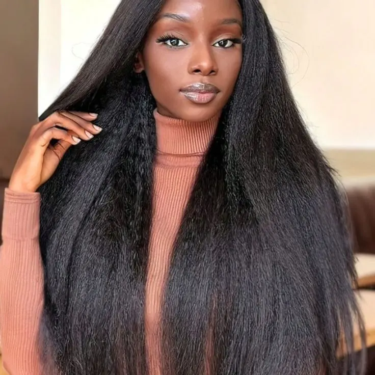 Blend Natural Charmanty Upgrade V Part Glueless Kinky Straight Human Hair Wig with Drawstring No Leave Out Beginner Friendly Easy to Install-Out for Protective Style