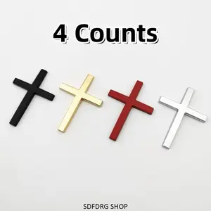 4-Pack Christian Cross Car Decals, Waterproof Religious Car Stickers for Cars and Trucks, Durable Faith Car Accessories for Outdoor Use, Auto Decoration, Gift