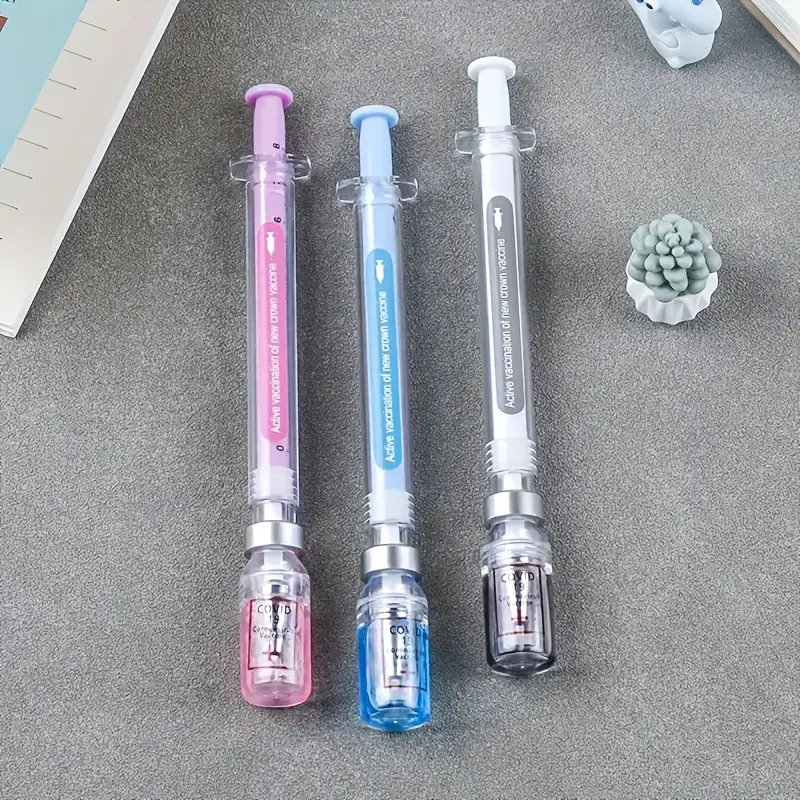 Funny Vaccine Pen Set, Novelty Writing Tool, Plastic Material, Ink, Smooth Writing, Office Signing, Stationery, Holiday Gifts, Smooth Writing Pens, Unique Pens, Funny Work Pens