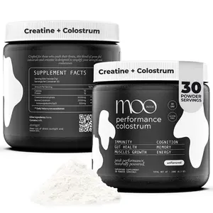 Moo Juice Performance Colostrum – Grass-Fed Bovine Colostrum & Creatine Monohydrate Powder for Gut Health, Immune Support, and Muscle Recovery | Natural Superfood | Unflavored 6.3oz