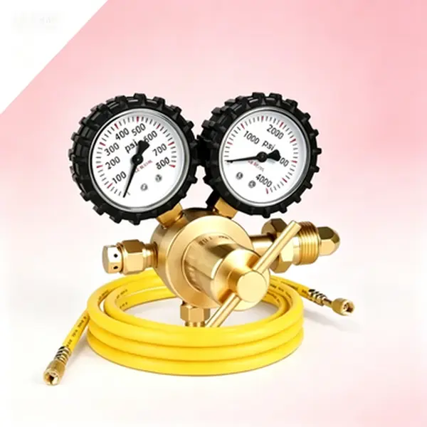 Professional Gas Regulator 0-800 PSI Input, CGA580 Inlet, 1/4'' Male Flare Outlet, Dual Scale Flow Gauges, Welding Regulator with 5Ft Refrigeration Service Hose