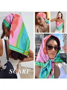 Sardines Print Satin Scarf for Women – Vibrant Pink & Teal Beach Headwrap, Summer Vacation Accessory, Festival Hair Scarf, Trendy Gift for Her, Perfect for Coastal Trips & Daily Style