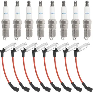 41-110 Iridium Spark Plugs and M8-48322 Spark Plug Wires Compatible with Chevy Silverado Suburban Avalanche Express GMC Cadillac Escalade Yukon Sierra Sava
