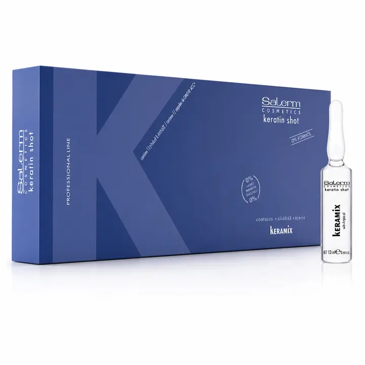 Keramix Keratin Treatment Ampoules, Anti-Frizz Liquid with Argan Oil for Smoothing & Strengthening, Damaged Hair Fix, 12 x 13 ml (0.44 fl oz), Haircare, Frizzy, Chemically Treated, Contains-Keratin, Conditioning, Intensive, Frizzy Hair, Shiny Hair