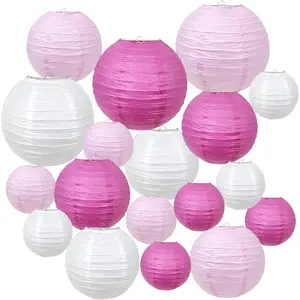 18 count Paper Lanterns Decorative-  Paper Lanterns Decorations Easy to Assemble & Hang Outdoor Round Lantern for Mother Day Party Engagement Wedding Birthday Decor ()