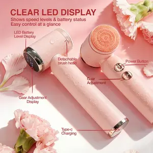 6-In-1 Electric Facial Cleansing Brush, 6 Brush Heads, 3 Adjustable Rotation Speeds, Rechargeable, for Men and Women, New Condition, Facial Care Tool