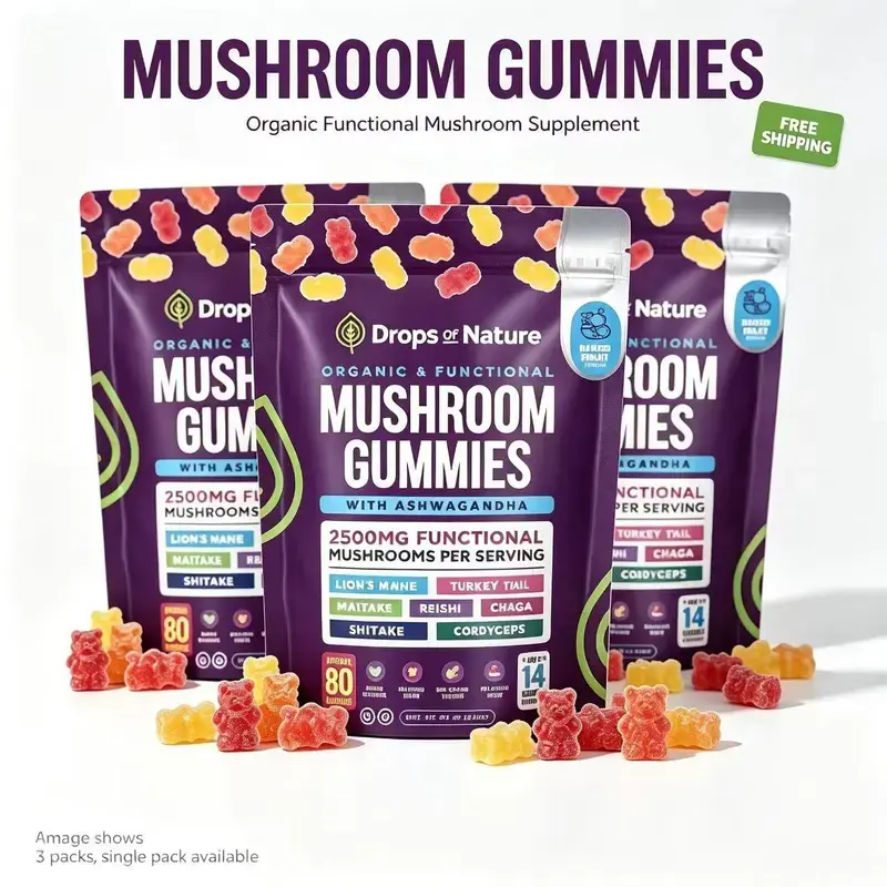 【3 pack】Mushroom Gummies Featuring Lion’s Mane, Organic Reishi, Turkey Tail, Boosts Energy and Stamina Sports, and Fitness 80 Gummies, All Natural Sleep Gummy Supplement
