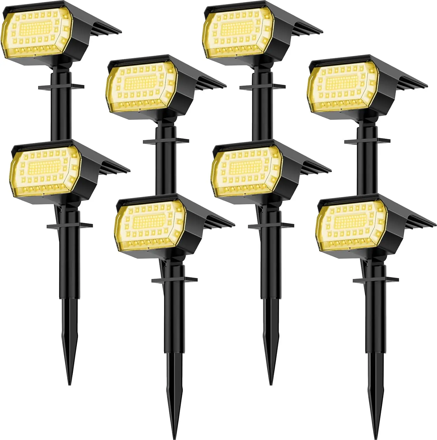 WELALO Outdoor Solar Spot Lights, 8-Pack 76-LED 2-in-1 Landscape Lights with Bulb Included, 3 Modes, IP65 Waterproof, Auto Shut-Off Dusk-to-Dawn Powered for Fence, Curb Appeal