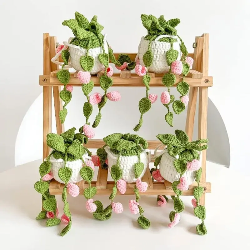 1pc Hand-Crocheted Car Plant Hanger - Boho Knitted Hanging Basket, Car  Accessories for Rear View Mirror - TikTok Shop