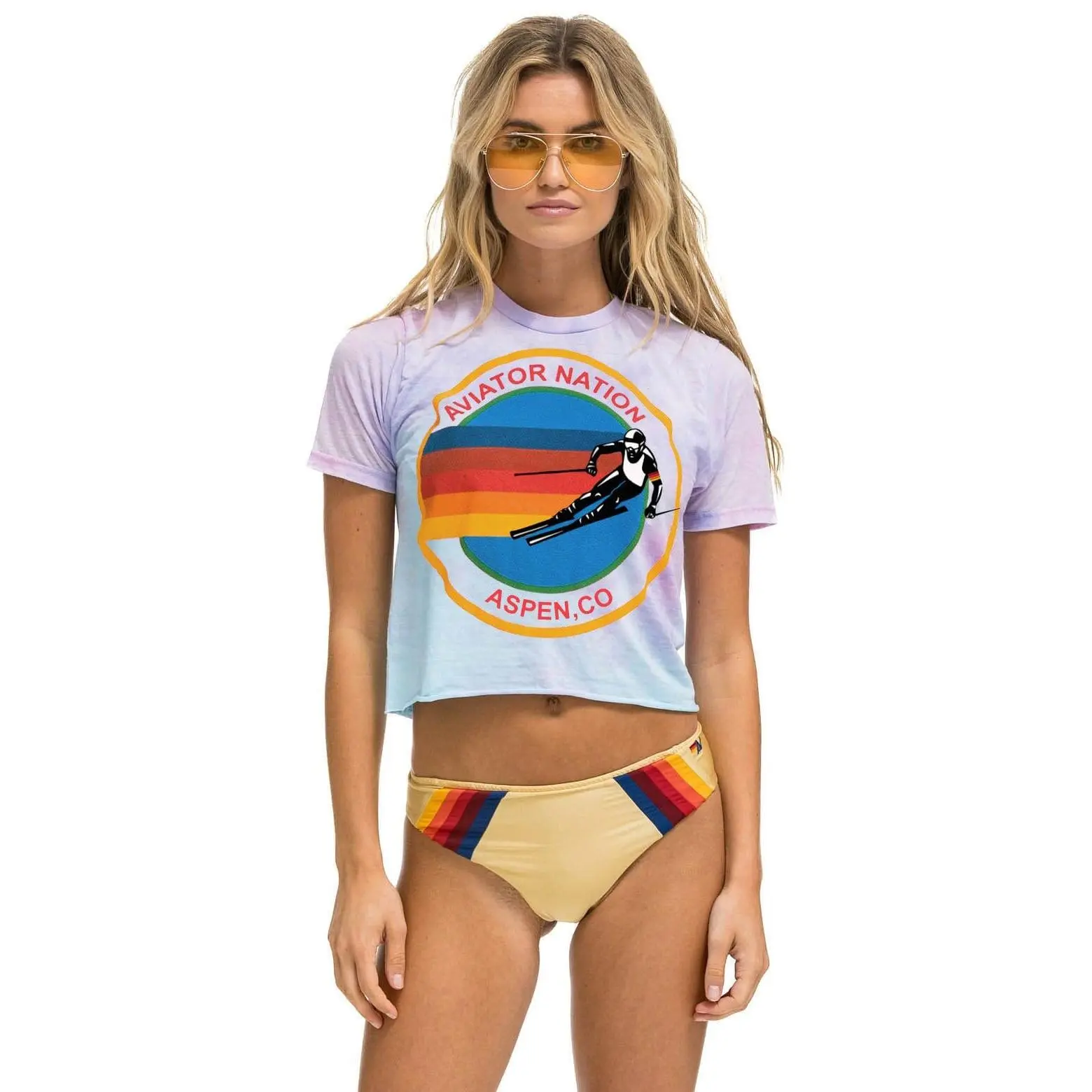 AVIATOR NATION ASPEN BOYFRIEND TEE - TIE DYE BUBBLEGUM