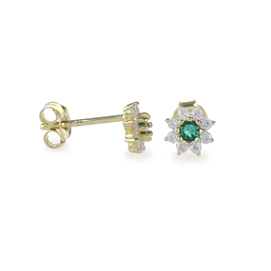 EMERALD FLOWER STUD EARRING