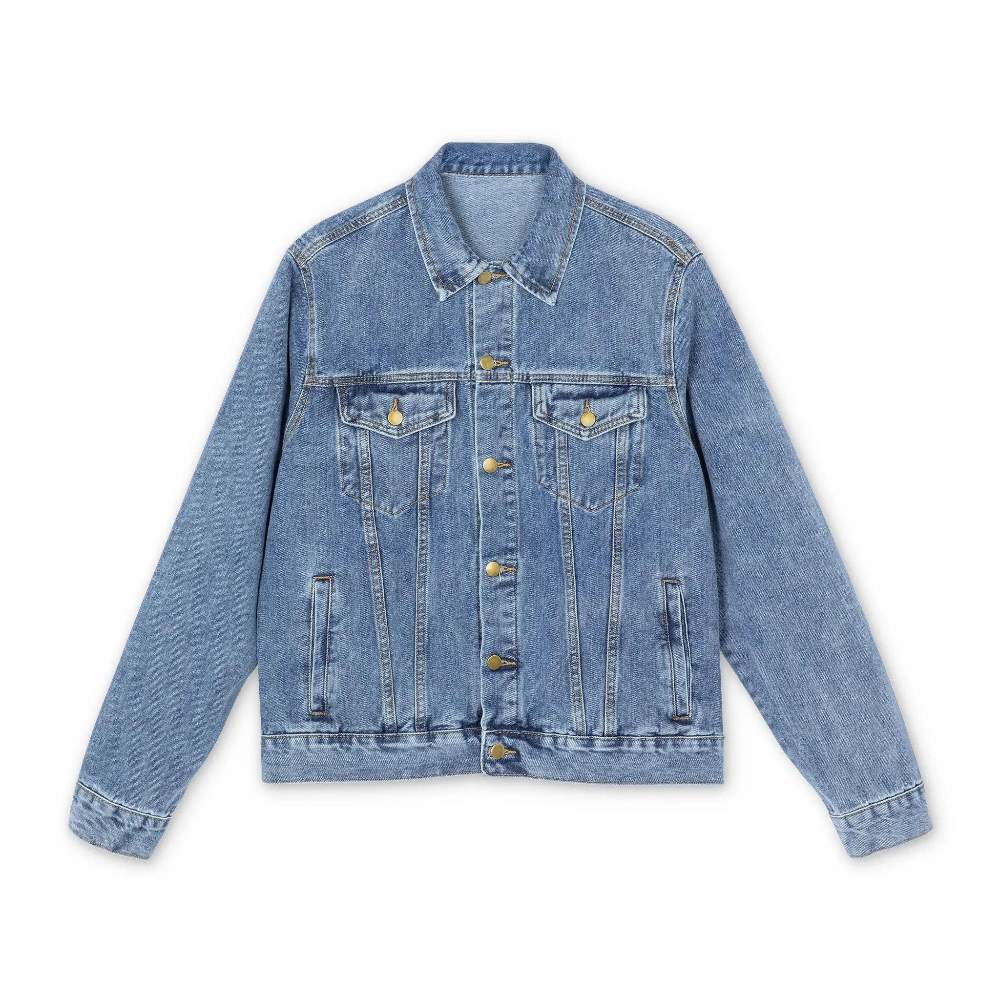 Colorful Butterfly Patch Unisex Denim Jacket | Embroidered Back Art, Nature Motif