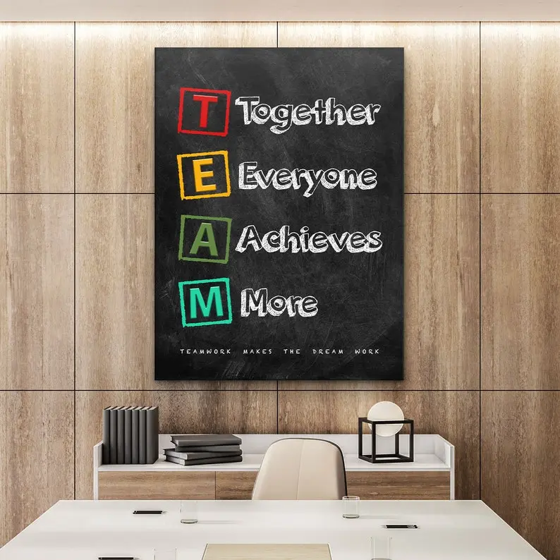 Teamwork Inspiration High Quality Paper Print, Office Wall Art Decor, Business Motivation Poster, Company Quote Sign Group Success Printable Digital Art