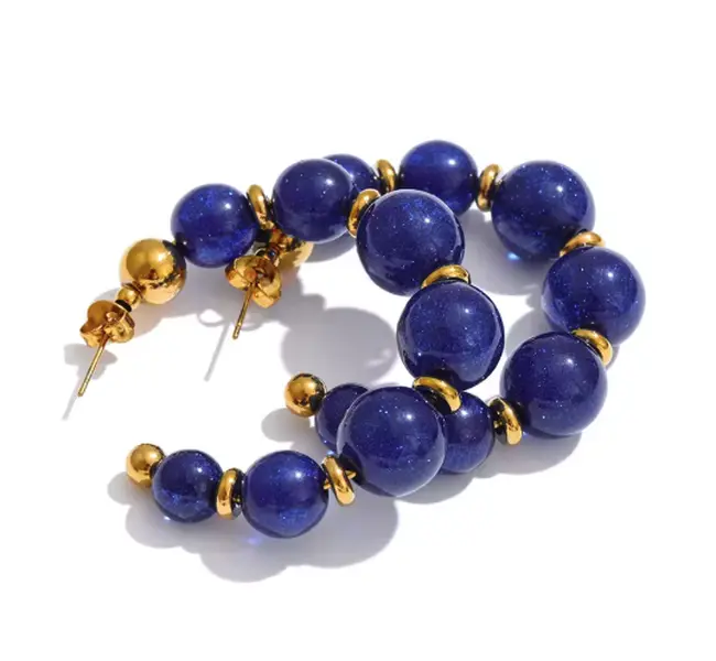 E145- Fashion Resin Round Beads Chain Earrings!