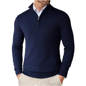 COOFANDY Fall Outfits Thin Men's Quarter Zip Up Sweaters Slim Fit Lightweight Mock Neck Pullover Casual Polo Sweaters Classic Cotton Long Sleeve Menswear Shirt Classy Shirt Classy  Collar Knitwear Outfit