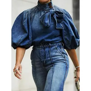 Women’s denim top, street fashion casual denim top, everyday outdoor wear, women’s clothing, suitable for all seasons