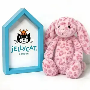 Jellycat NWT Hopscone Luxe Bunny Plush Toy Pink Leopard Print Bashful Bunny Doll