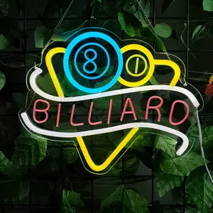 A Wall Decoration Featuring a Billiard Neon Light, Bright LED Neon Sign, Billiard LED Lamp, a Gift for Billiard Enthusiasts, Suitable for Gyms And Bars, Perfect for Man Caves，5V USB adjustable switch / No power supply included / Gift box packaging