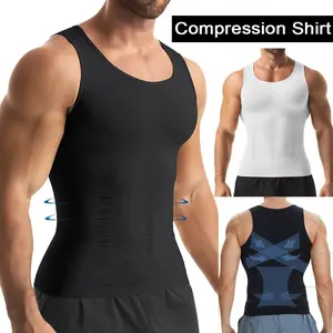 Mens Compression Shirts, Tummy Control Undershirts Compression Shirt Men Shapewear  Vest Compression Tank Top Undershirt
