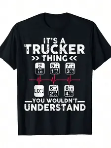 It's Trucker Thing Shirt Truck Gear Shift Pattern T-Shirt 100% Cotton Casual Menswear for Truck Enthusiasts