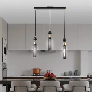 25" Modern Black and Gold 3-9 Light Pendant Chandelier, Adjustable Hanging Lights with Cylindrical Mesh Shades, E26 Base, Ideal for Dining Room, Kitchen Island, or Living Room Lighting (No Bulbs)
