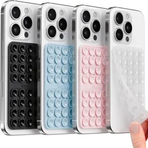 Silicone Suction Cup Phone Case Mount Double Sided Sticky Phone Grip with Higher Suction Power for iPhone 17 Android Hands Free Phone Accessories Holder for Selfies and Videos